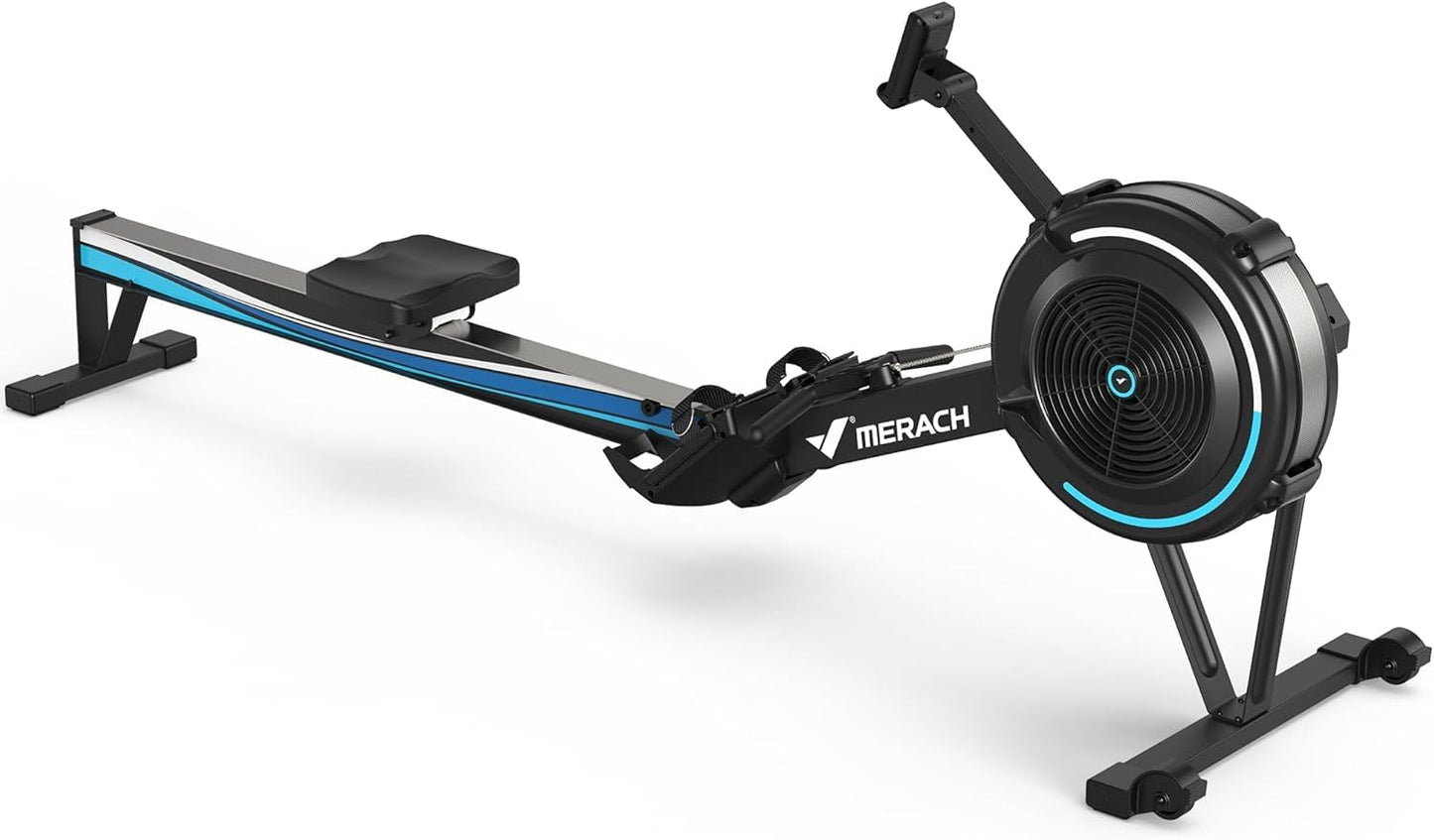 MERACH Rowing Machines for Home Gym, Adjustable Air Resistance Professional Indoor Rower, Ergonomic Comfort Seat, Performance Monitor and Device Holder