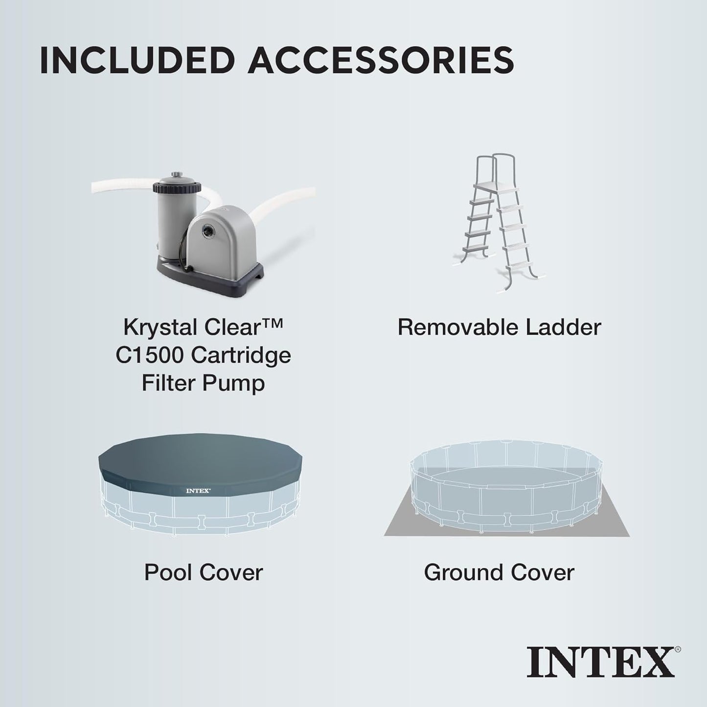 Intex 20ft x 52in Outdoor Prism Frame Above Ground Swimming Pool Set with Cartridge Filter Pump, 2 Lounger Float Chairs and Inflatable Cooler with Lid