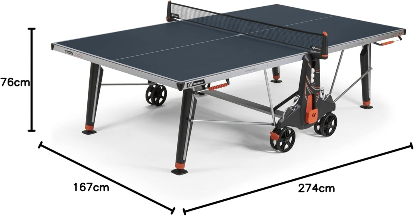 Cornilleau - 500X Performance Outdoor Table and Functional – 6mm Laminated Top – Foldable – Weatherproof – Durable – Black or Blue