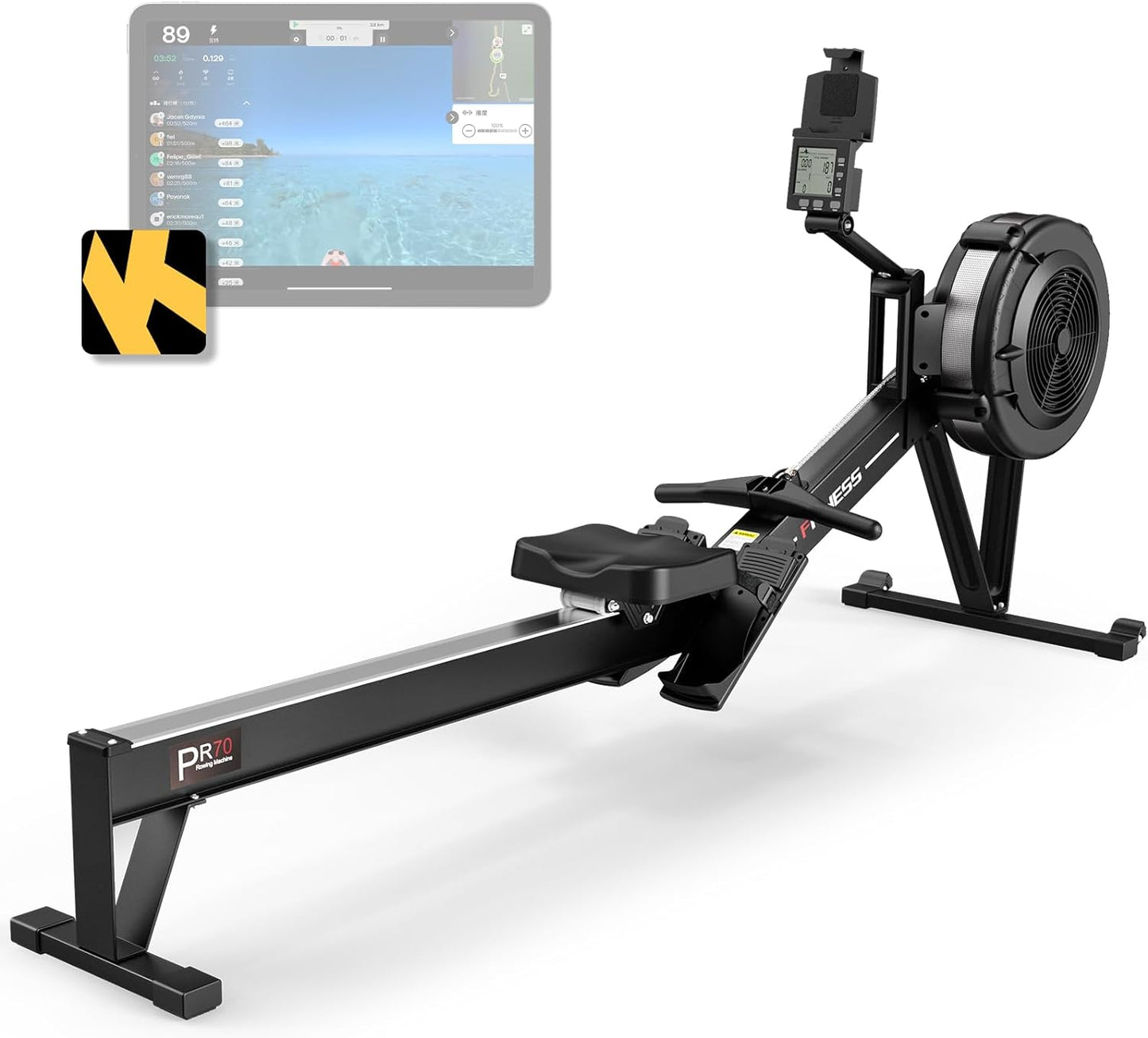 PASYOU Rowing Machine,Air Resistance Rowing Machines for Home Use 10 Gears Adjustable, Super Silent Rower Machine with Bluetooth & Smart Monitor(350LB Weight Capacity) PR70
