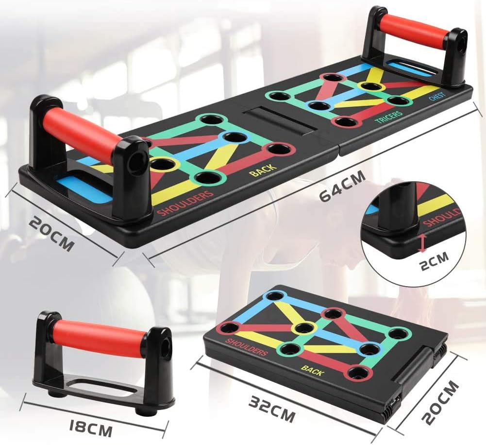 Cretee Push Up Board - Foldable Fitness Rack Training System 12 in 1 for Home Fitness