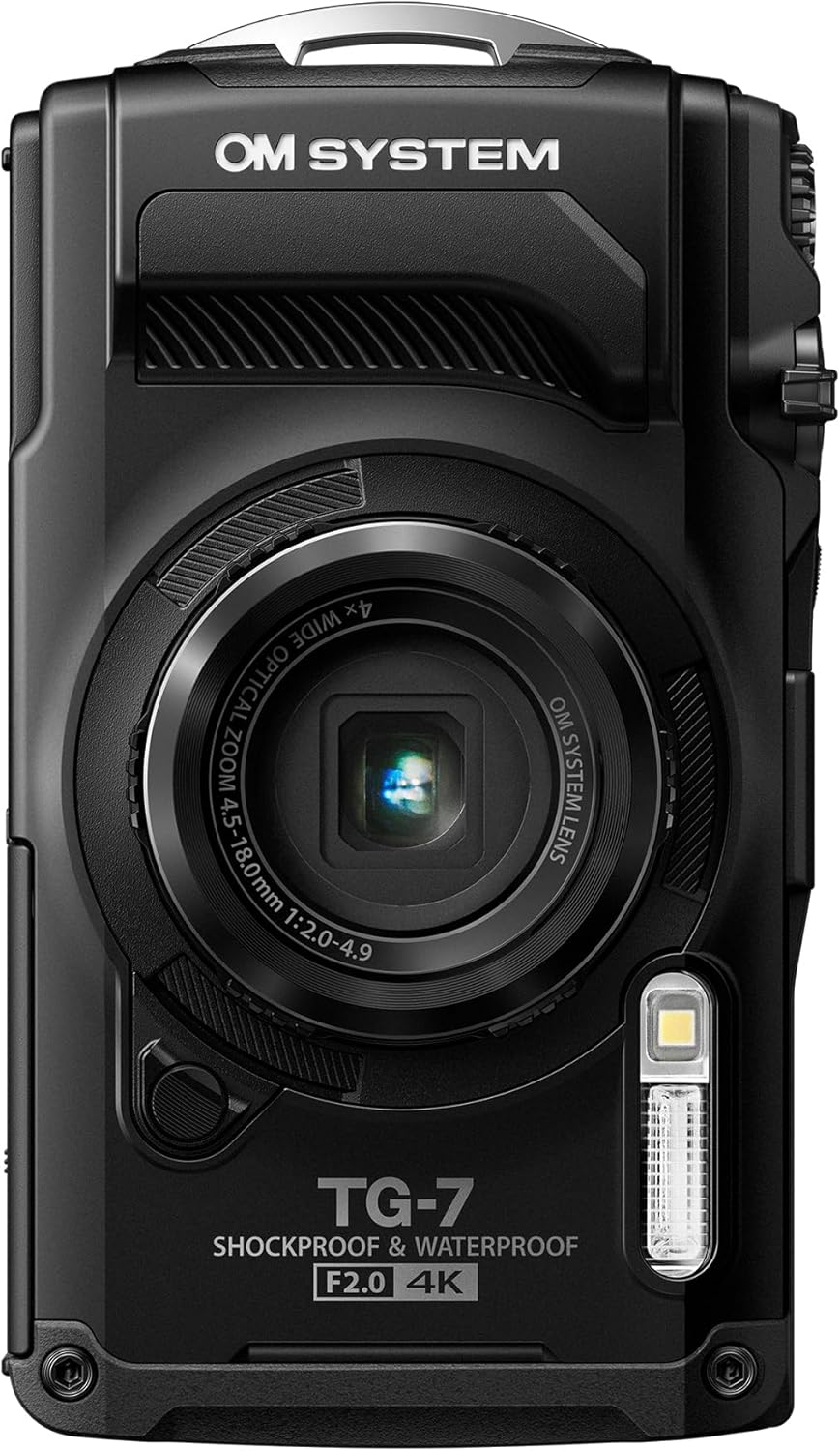 OM SYSTEM Tough TG-7 Black Digital Camera, 12MP, Waterproof, Shockproof, Underwater and Macro Shooting Modes, high speed image sensor, 4K Video, 4x-wide-angle zoom (successor Olympus TG-6)