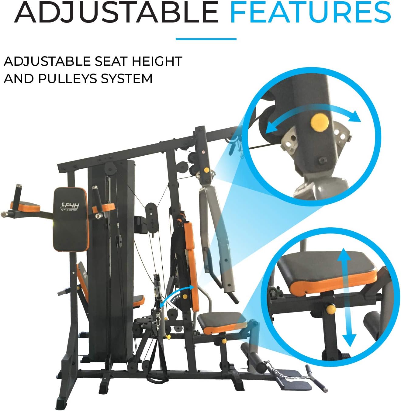 FIT4HOME Multi Gym Fitness Equipment Exercise Machine Strength Training Body Building Heavy Duty Home Gyms Workout Stations 80KG Weight Plates Leg Press Lat Pulldown | TF3003C