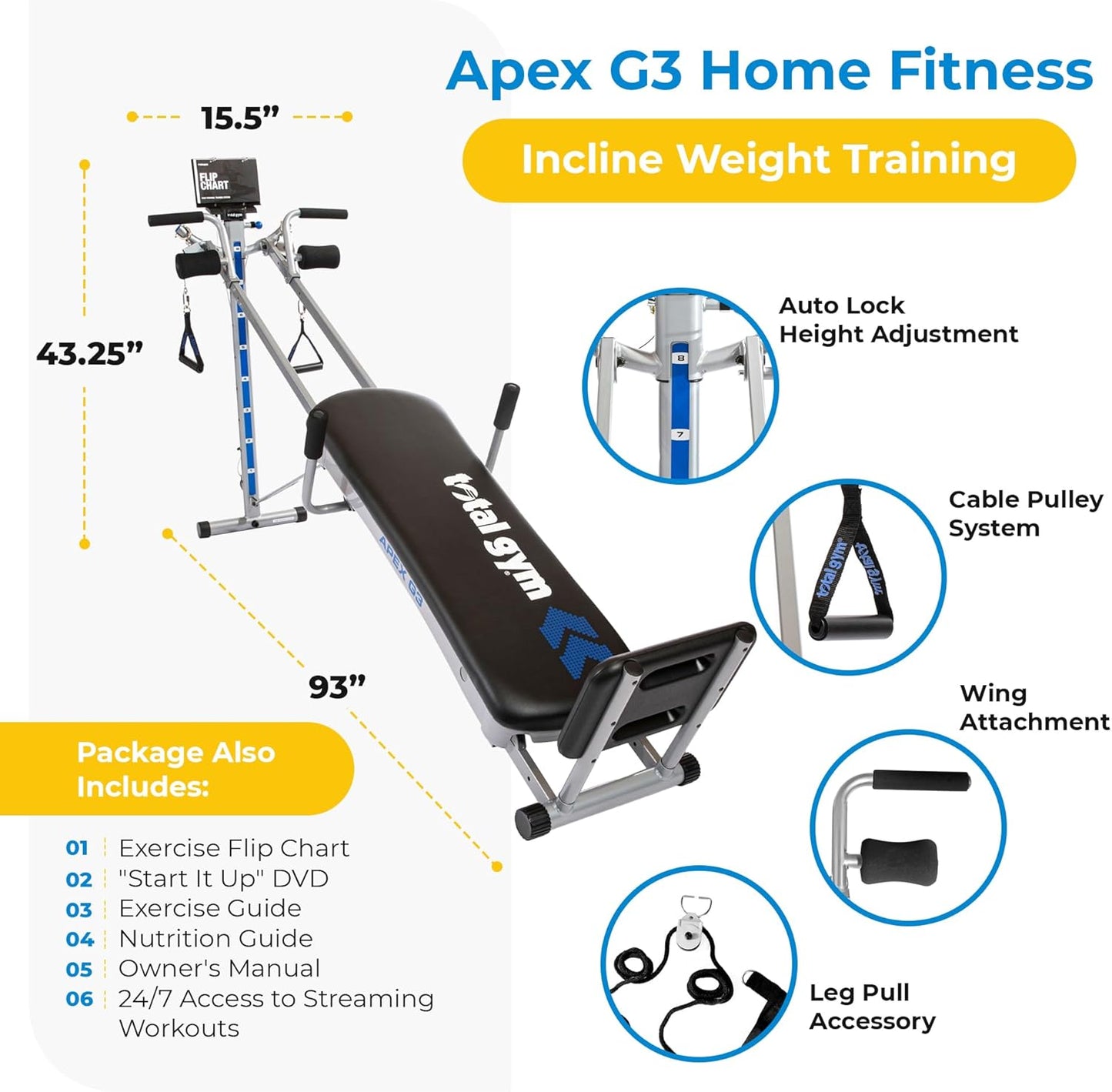 Total Gym APEX Versatile Indoor Home Gym Workout Total Body Strength Training Fitness Equipment