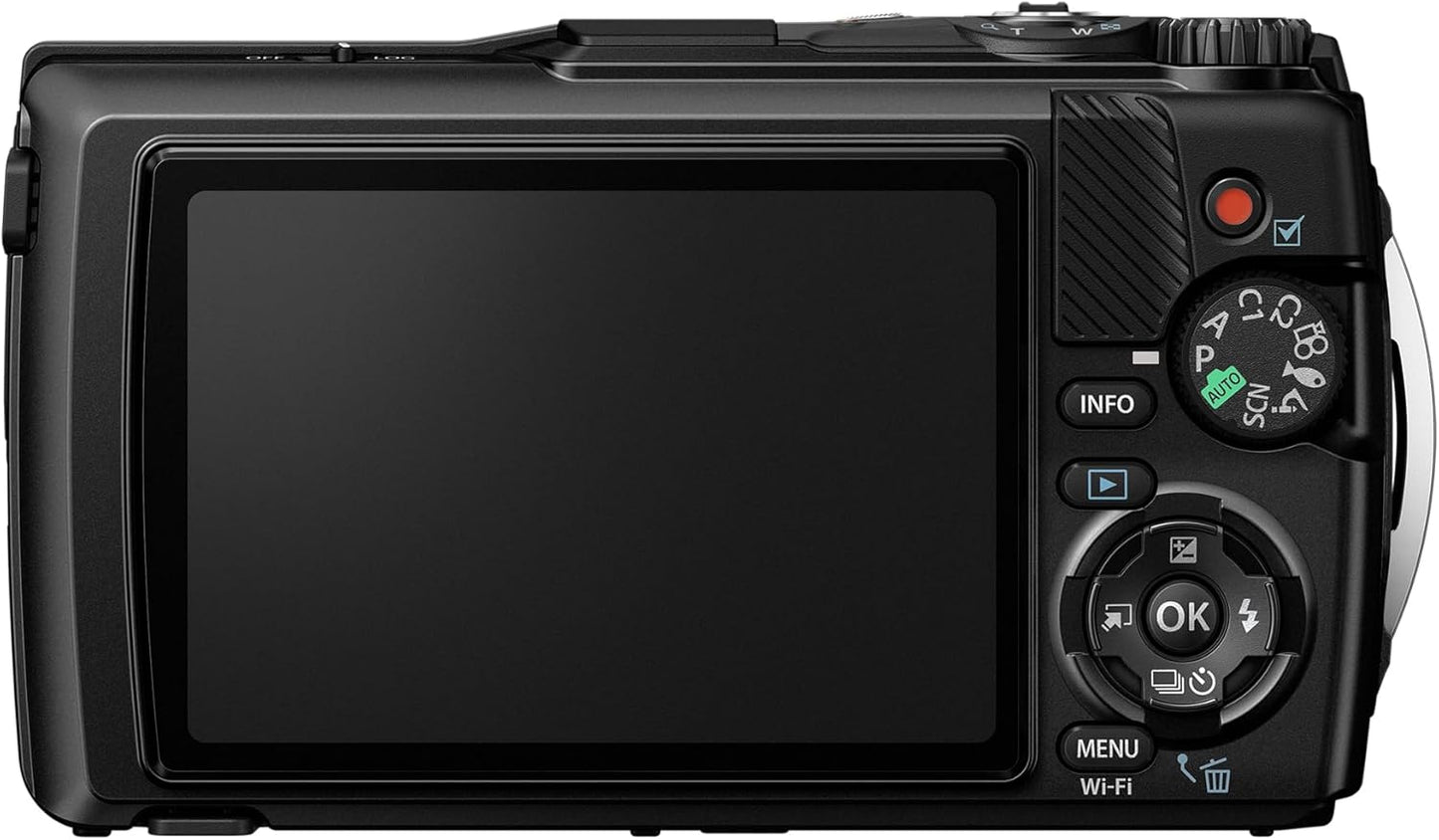 OM SYSTEM Tough TG-7 Black Digital Camera, 12MP, Waterproof, Shockproof, Underwater and Macro Shooting Modes, high speed image sensor, 4K Video, 4x-wide-angle zoom (successor Olympus TG-6)