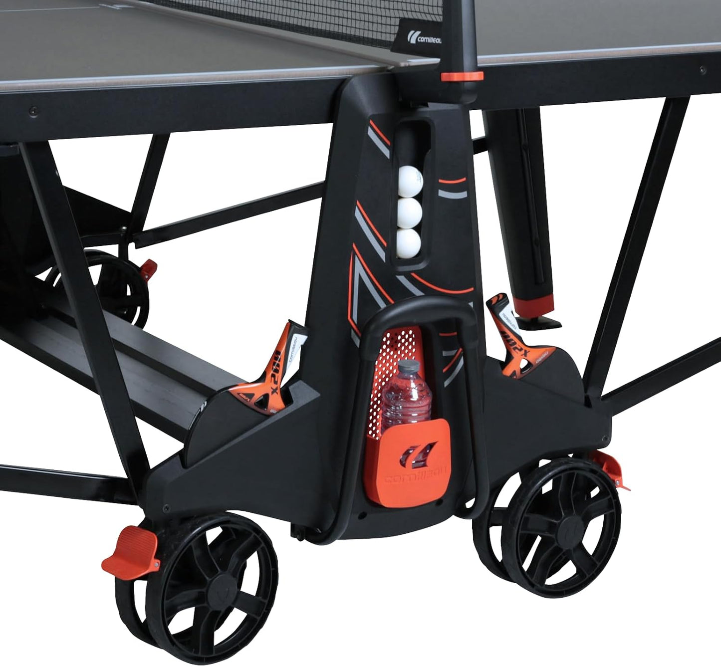 Cornilleau - 700X Outdoor Table Tennis Table and Functional - Ping Pong Table with 8mm Melamine Resin Top - Foldable - Weatherproof - Durable - Black or Blue