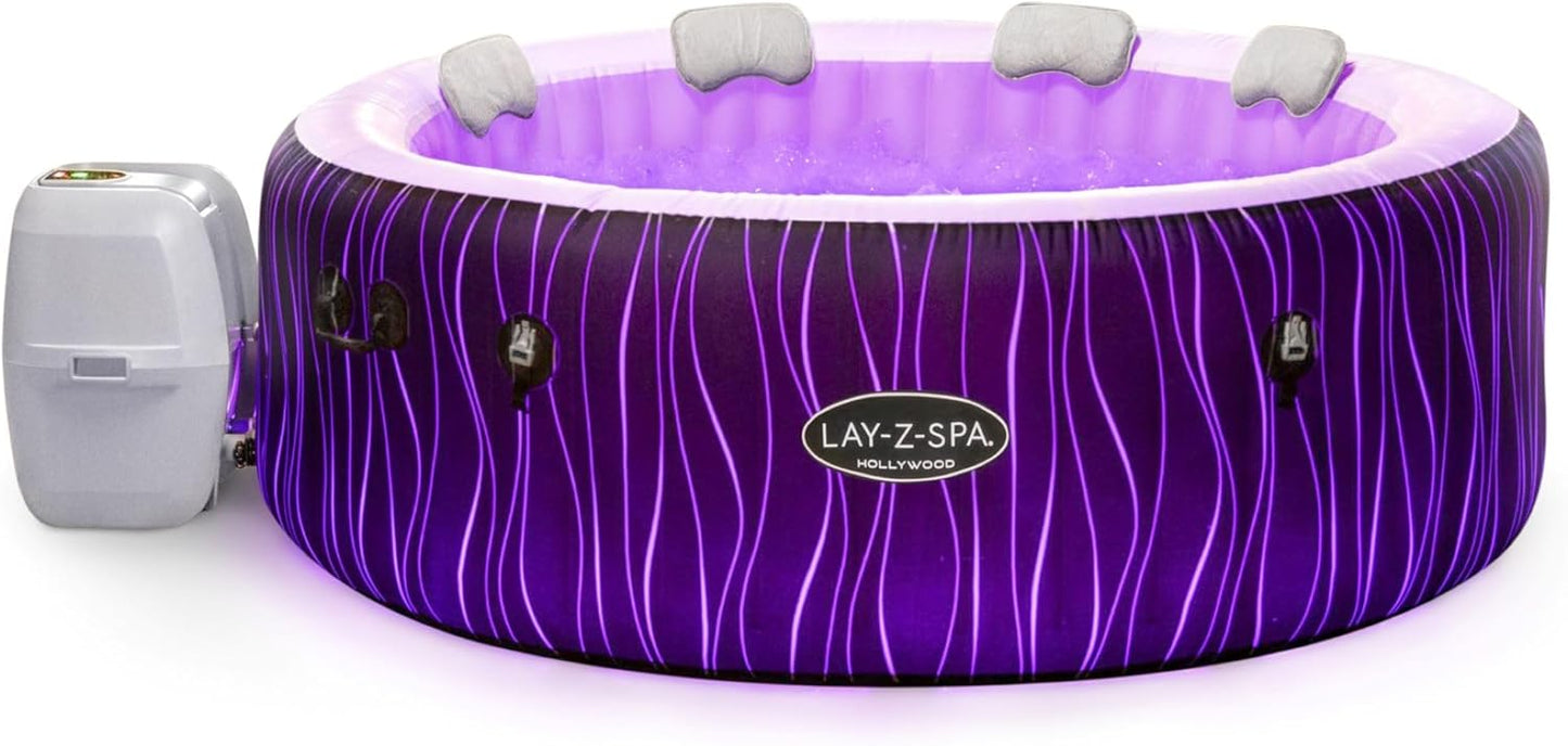 Lay-Z-Spa Hollywood Luxe AirJet Inflatable Hot Tub with LED Lights 4-6 person, 1.96 m x 66 cm