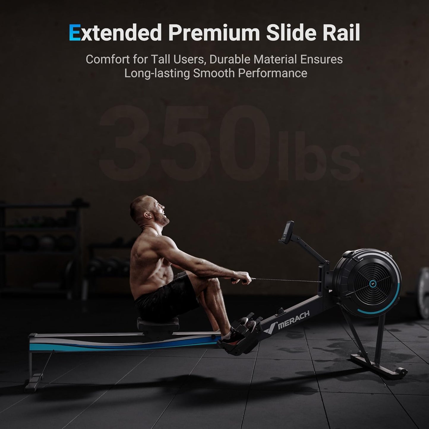 MERACH Rowing Machines for Home Gym, Adjustable Air Resistance Professional Indoor Rower, Ergonomic Comfort Seat, Performance Monitor and Device Holder