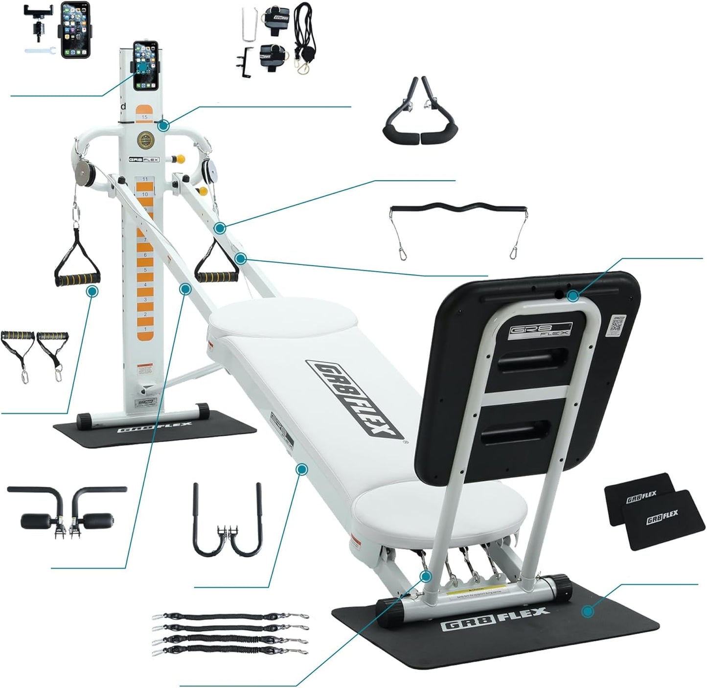 GR8FLEX Total Gym Fit Your Home Style - Pearl White XL Model