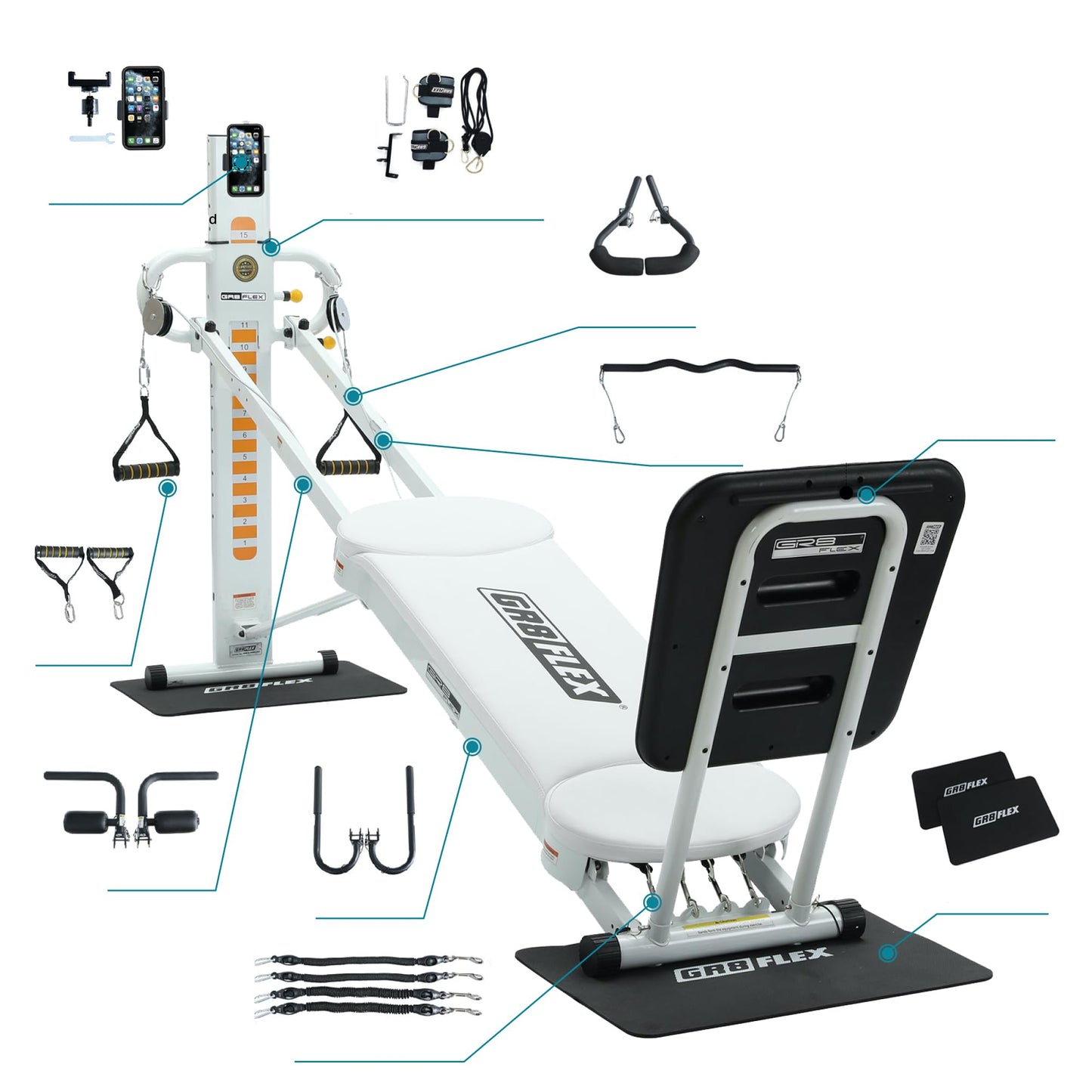 GR8FLEX Total Gym Fit Your Home Style - Pearl White XL Model