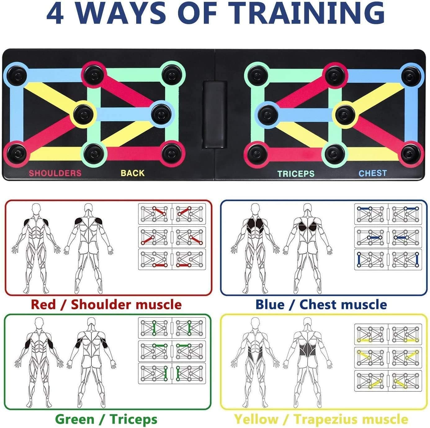Cretee Push Up Board - Foldable Fitness Rack Training System 12 in 1 for Home Fitness