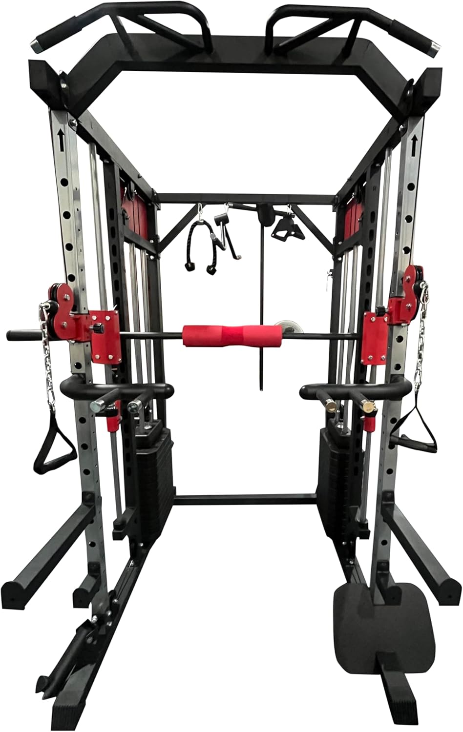 Strongway® Multi Gym Smith Machine with Weights 144KG Weight Stack Included - Multifunction Home Gym Dual Cable Pulley Dip Station Pull Up Bar Strength Training