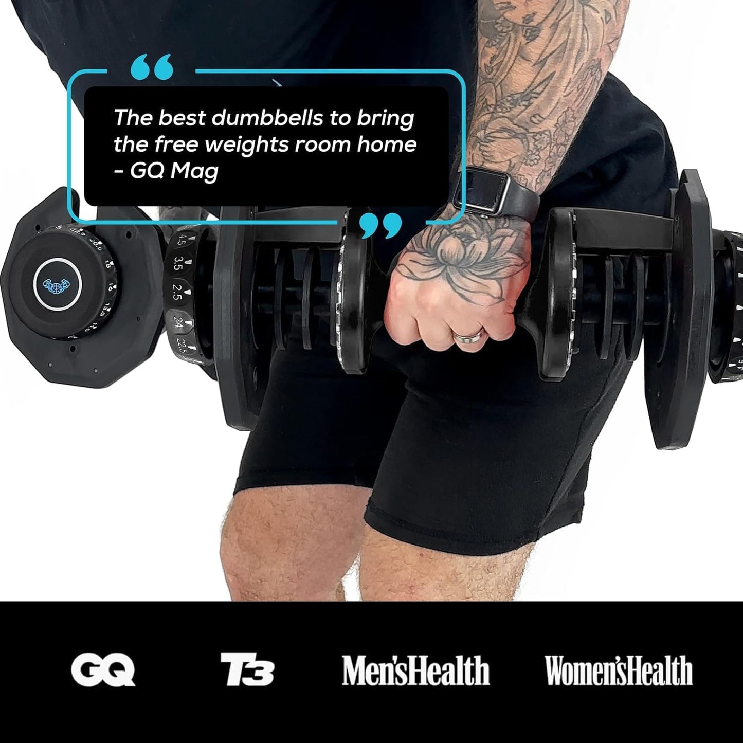 BRAINGAIN Adjustable Dumbbells Set 24kg / 40kg Pair | Space Saving Adjustable Weights for Home Gym | Multiple Dumbbells in One | Smart Click Technology