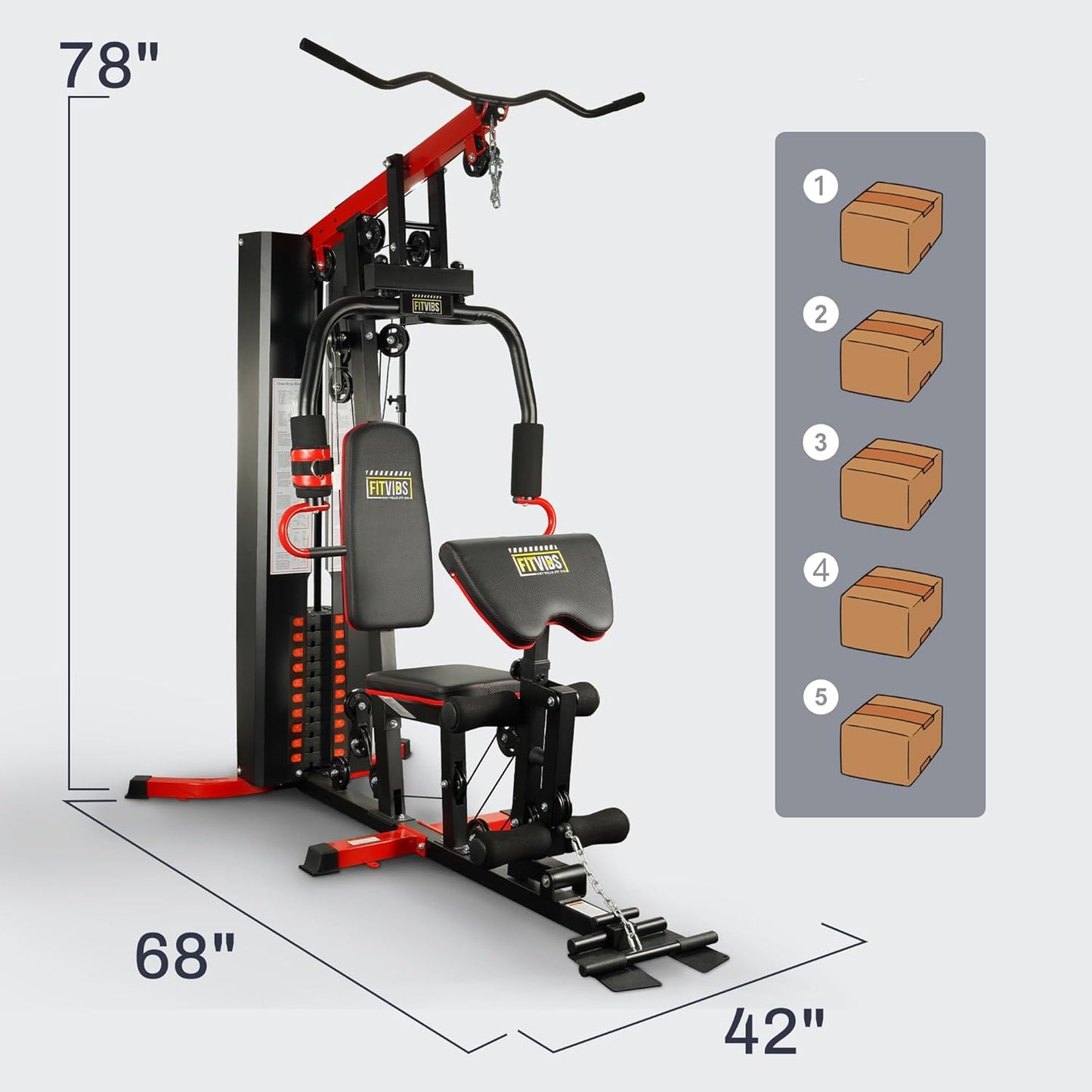 Home Gym, Multifunctional Workout Equipment with Leg Press, Exercise Equipment for Home with Pulley System, Home Gym Equipment for Full Body Strength Training