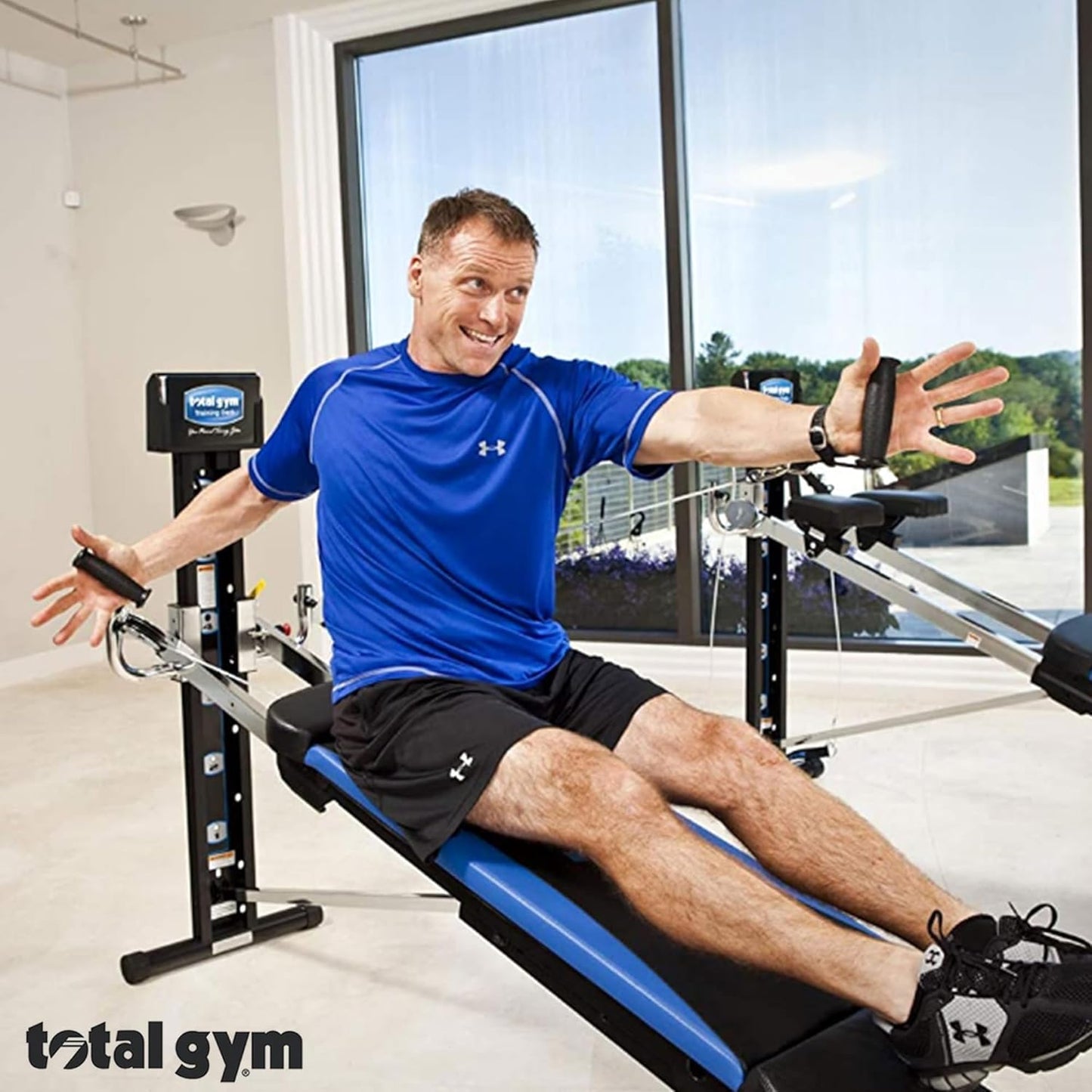 Total Gym XLS Men/Women Universal Total Body Training Home Gym Workout Machine with Squat Stand, Leg Pull, 2 Ankle Cuffs, and Exercise Chart