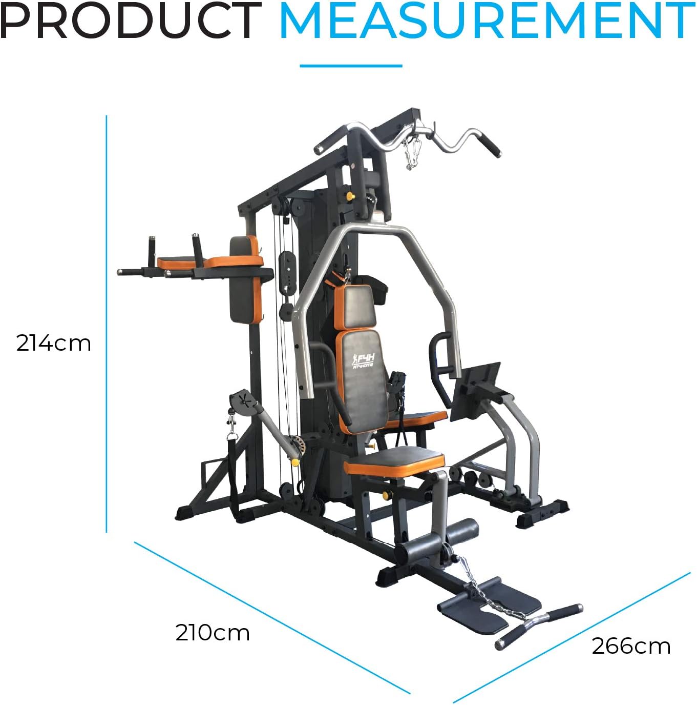 FIT4HOME Multi Gym Fitness Equipment Exercise Machine Strength Training Body Building Heavy Duty Home Gyms Workout Stations 80KG Weight Plates Leg Press Lat Pulldown | TF3003C