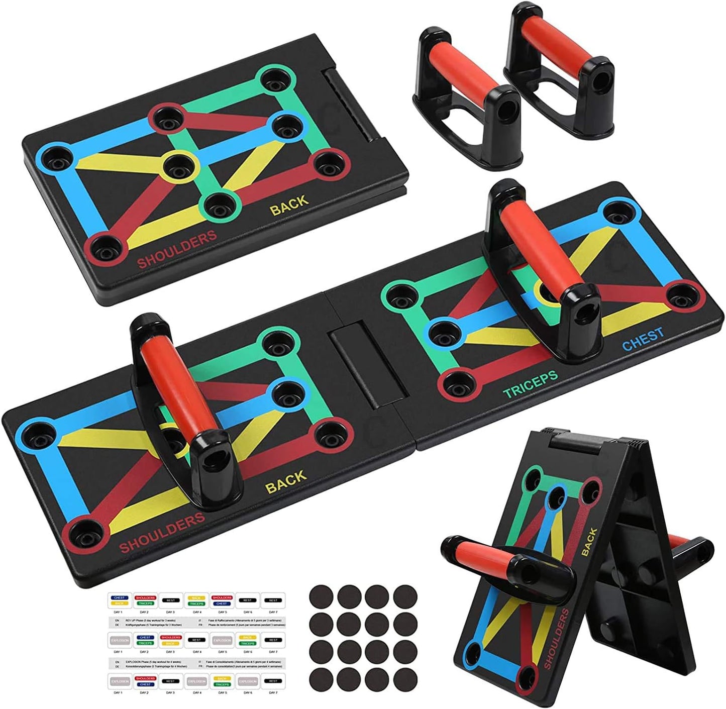 Cretee Push Up Board - Foldable Fitness Rack Training System 12 in 1 for Home Fitness