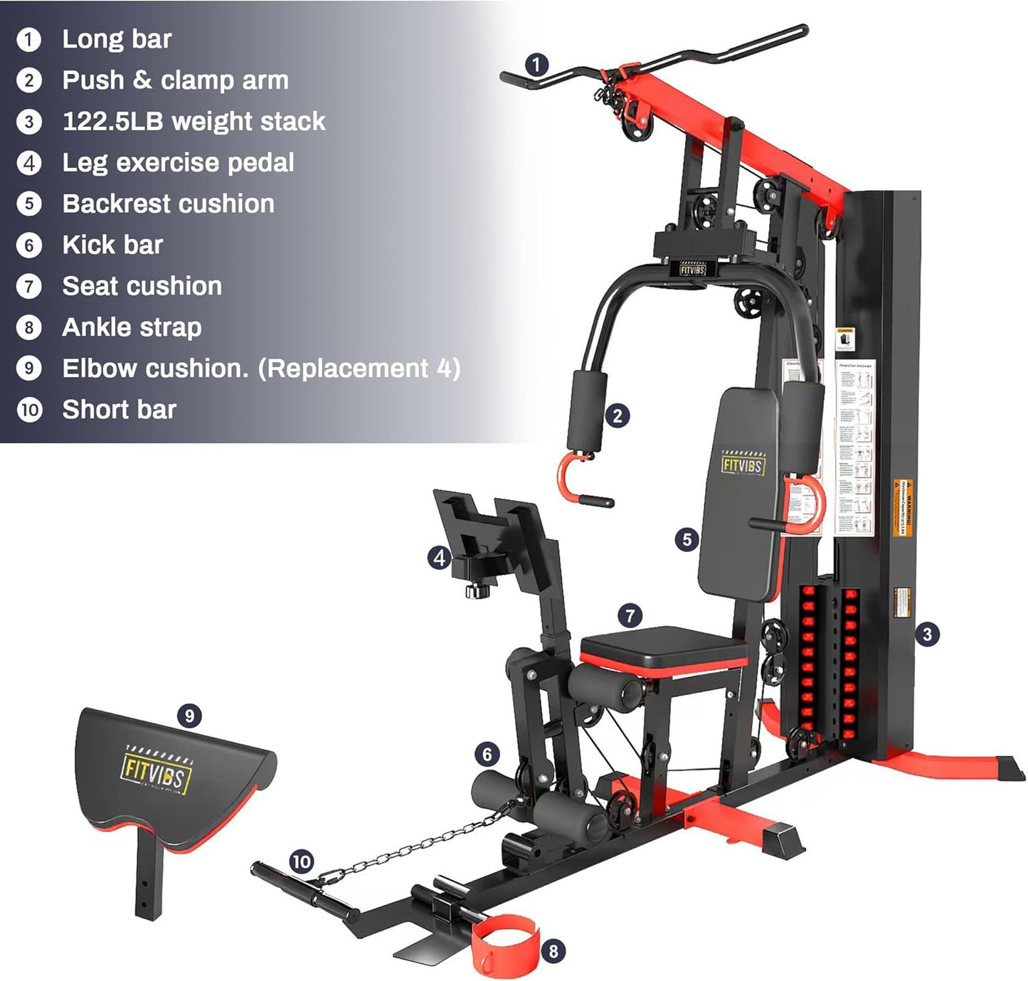 Home Gym, Multifunctional Workout Equipment with Leg Press, Exercise Equipment for Home with Pulley System, Home Gym Equipment for Full Body Strength Training