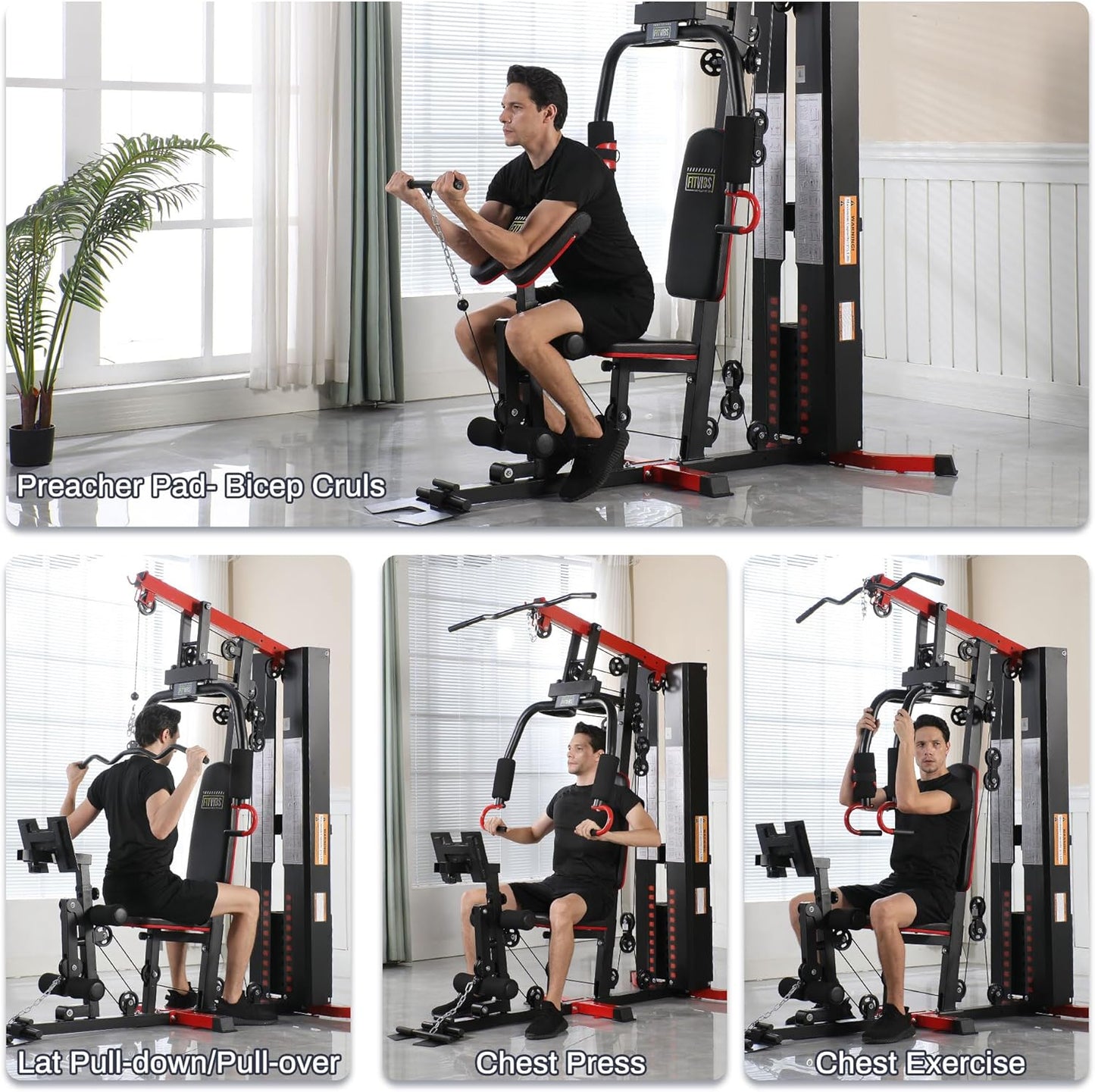 Home Gym, Multifunctional Workout Equipment with Leg Press, Exercise Equipment for Home with Pulley System, Home Gym Equipment for Full Body Strength Training