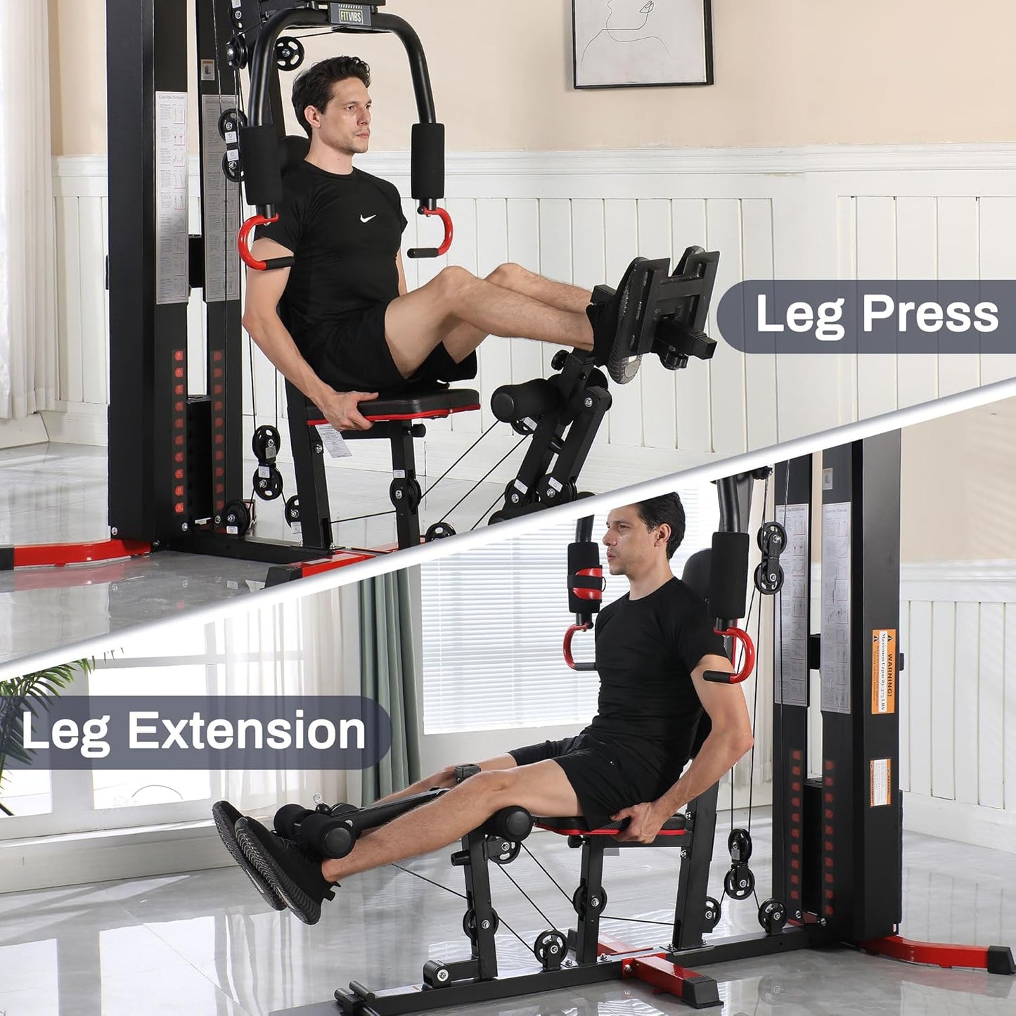 Home Gym, Multifunctional Workout Equipment with Leg Press, Exercise Equipment for Home with Pulley System, Home Gym Equipment for Full Body Strength Training