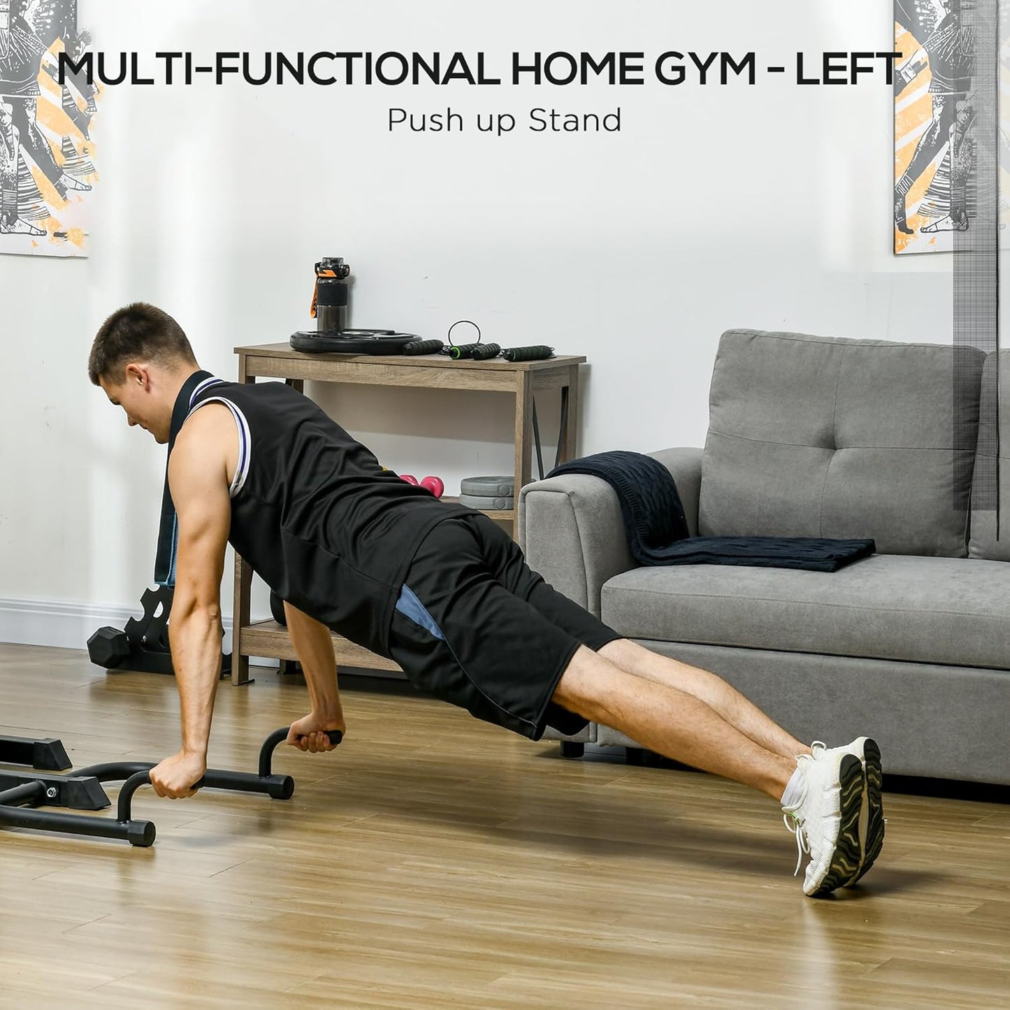 SPORTNOW Multi Gym Workout Station with 65kg Weight Stack, Sit Up Bench, Push Up Stand, Dip Station, Adjustable, Full Body Strength Training for Home Gym