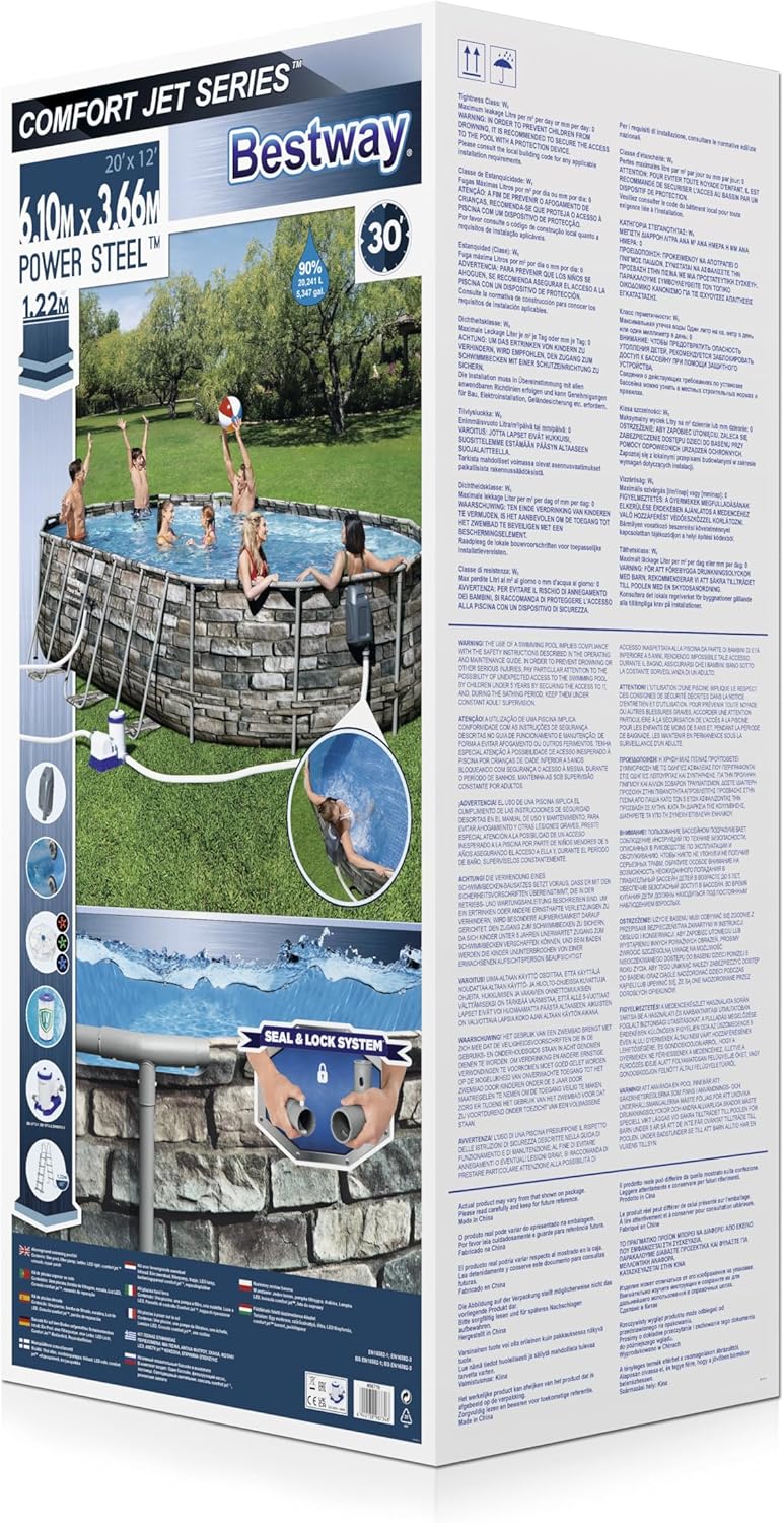 Bestway Above Ground Pool, Power Steel Comfort Jet Oval Garden Pool, Family Pool, 20ft