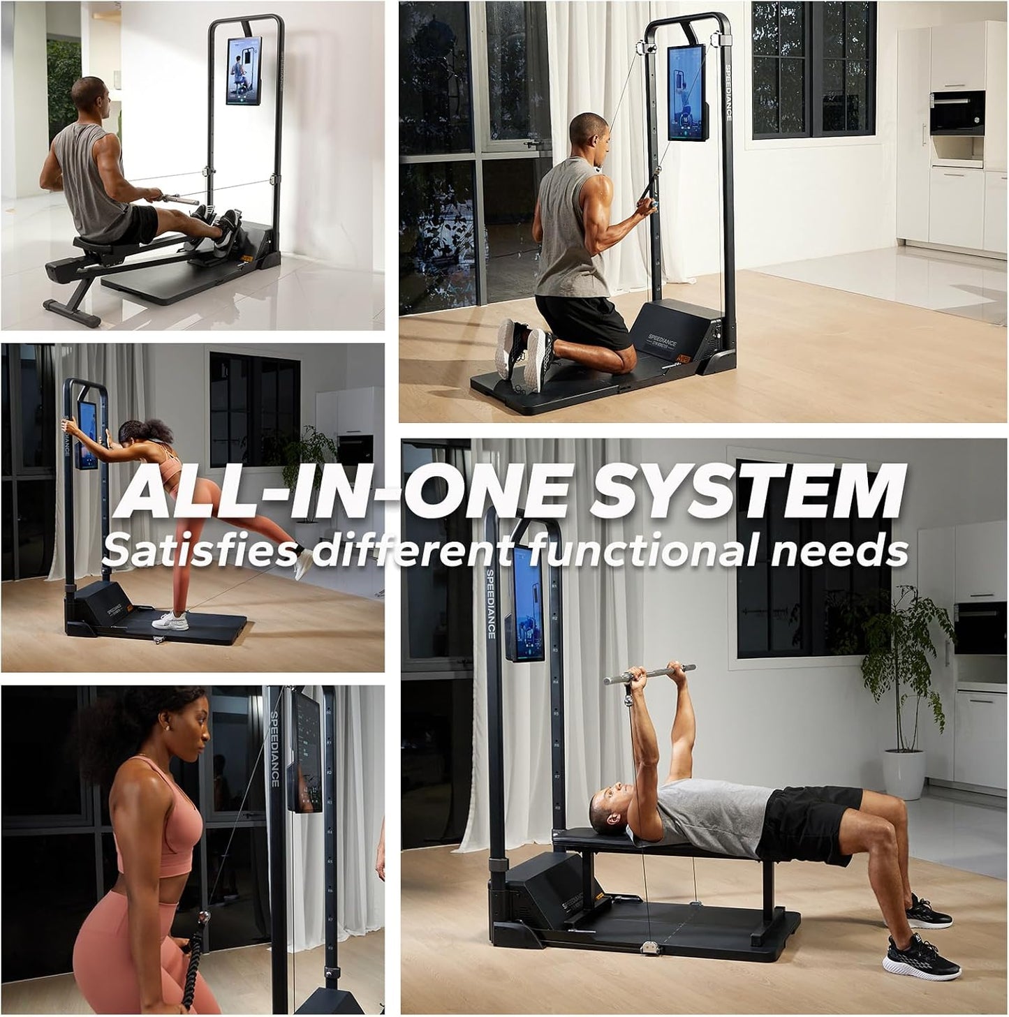 Smart Home Gym System, Gym Monster Multifunctional Smith Machine Home Gym Power Cage, All-in-one Cable Machine for Home Workout, Full Body Strength Training Fitness Exercise Machine