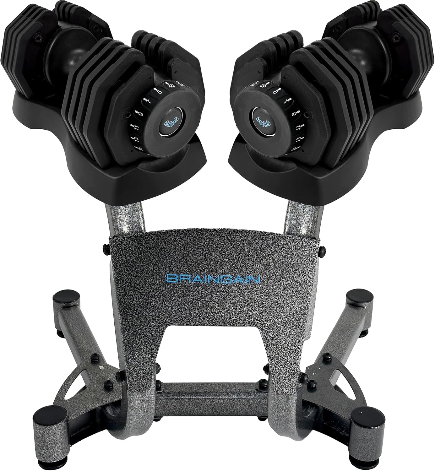 BRAINGAIN Adjustable Dumbbells Set 24kg / 40kg Pair | Space Saving Adjustable Weights for Home Gym | Multiple Dumbbells in One | Smart Click Technology