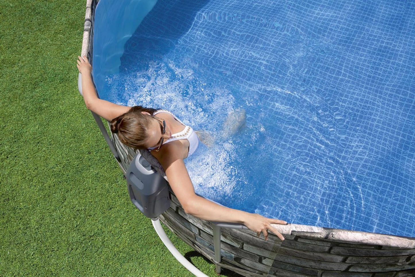 Bestway Above Ground Pool, Power Steel Comfort Jet Oval Garden Pool, Family Pool, 20ft