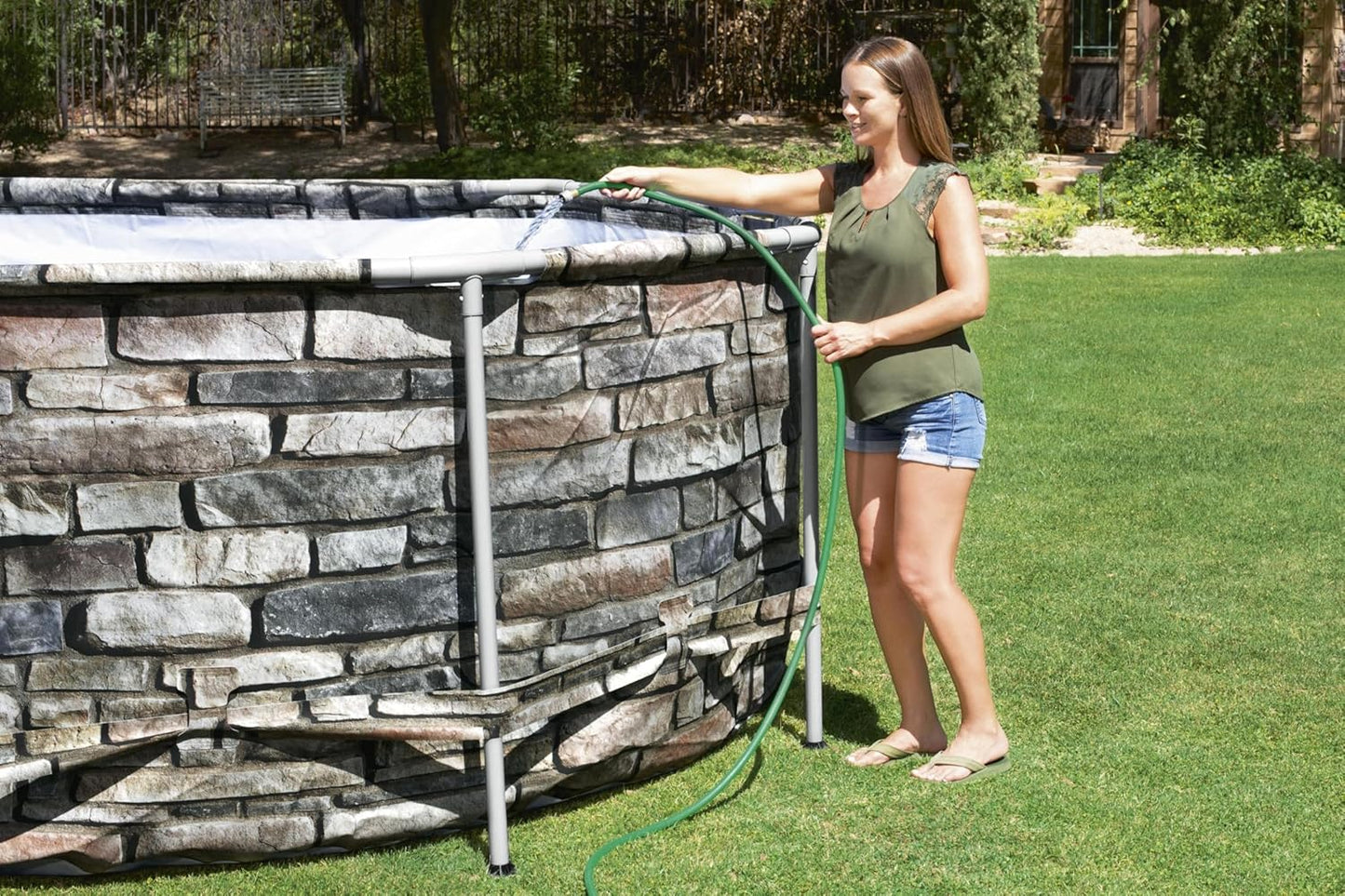 Bestway Above Ground Pool, Power Steel Comfort Jet Oval Garden Pool, Family Pool, 20ft