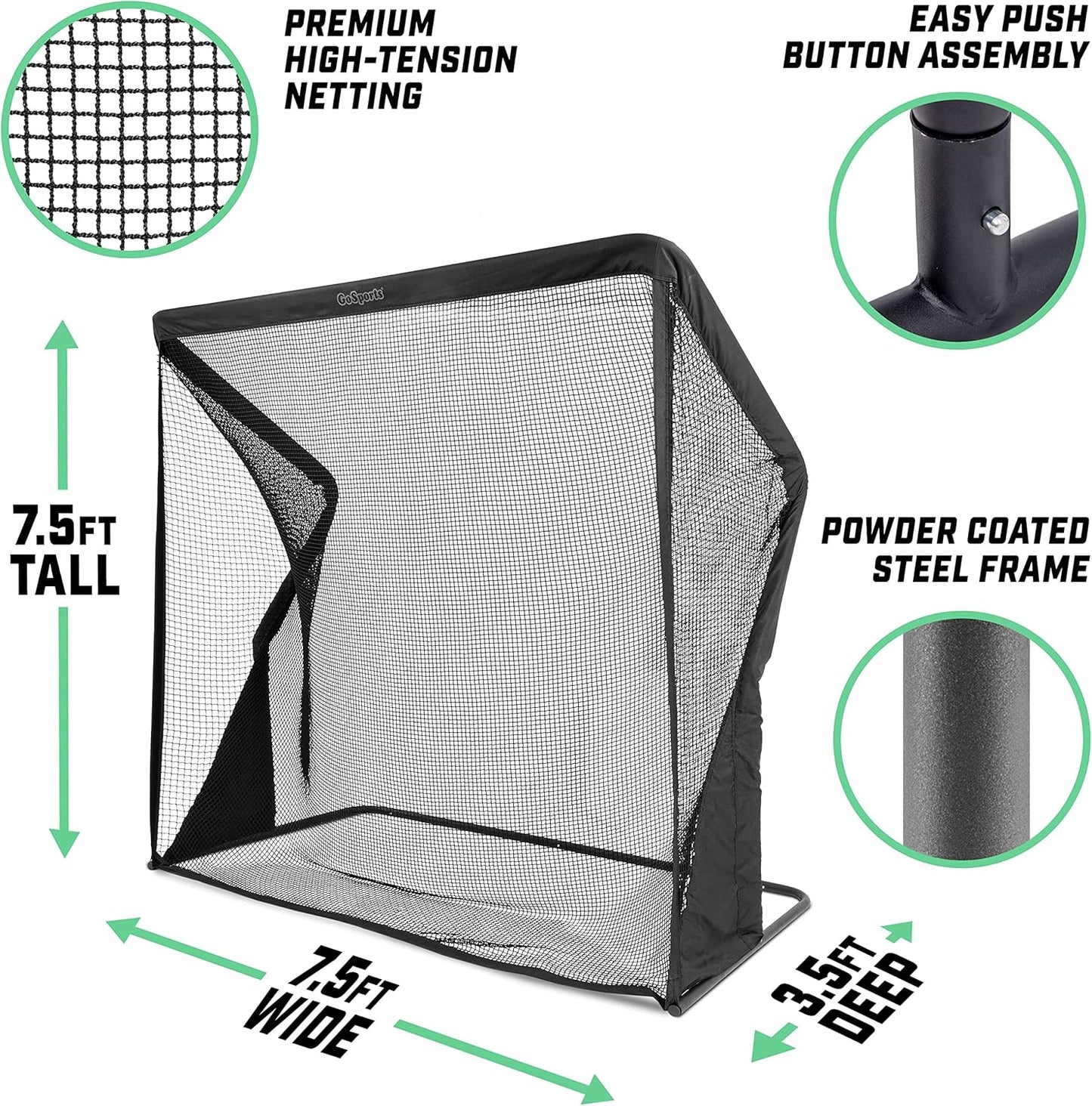 GoSports Elite Golf Practice Net with Steel Frame - Choose 10' or 7' Size