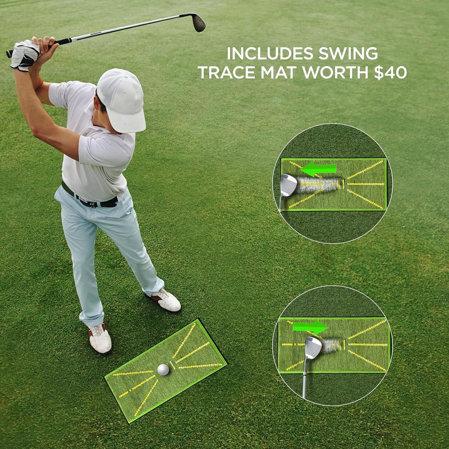 Golf Cage Net Golf Cages with Frame and Net 10x10x10 Golf Net for Driving and Hitting Practice Includes Stability Rope Target Cloth and Swing Mat Color Green