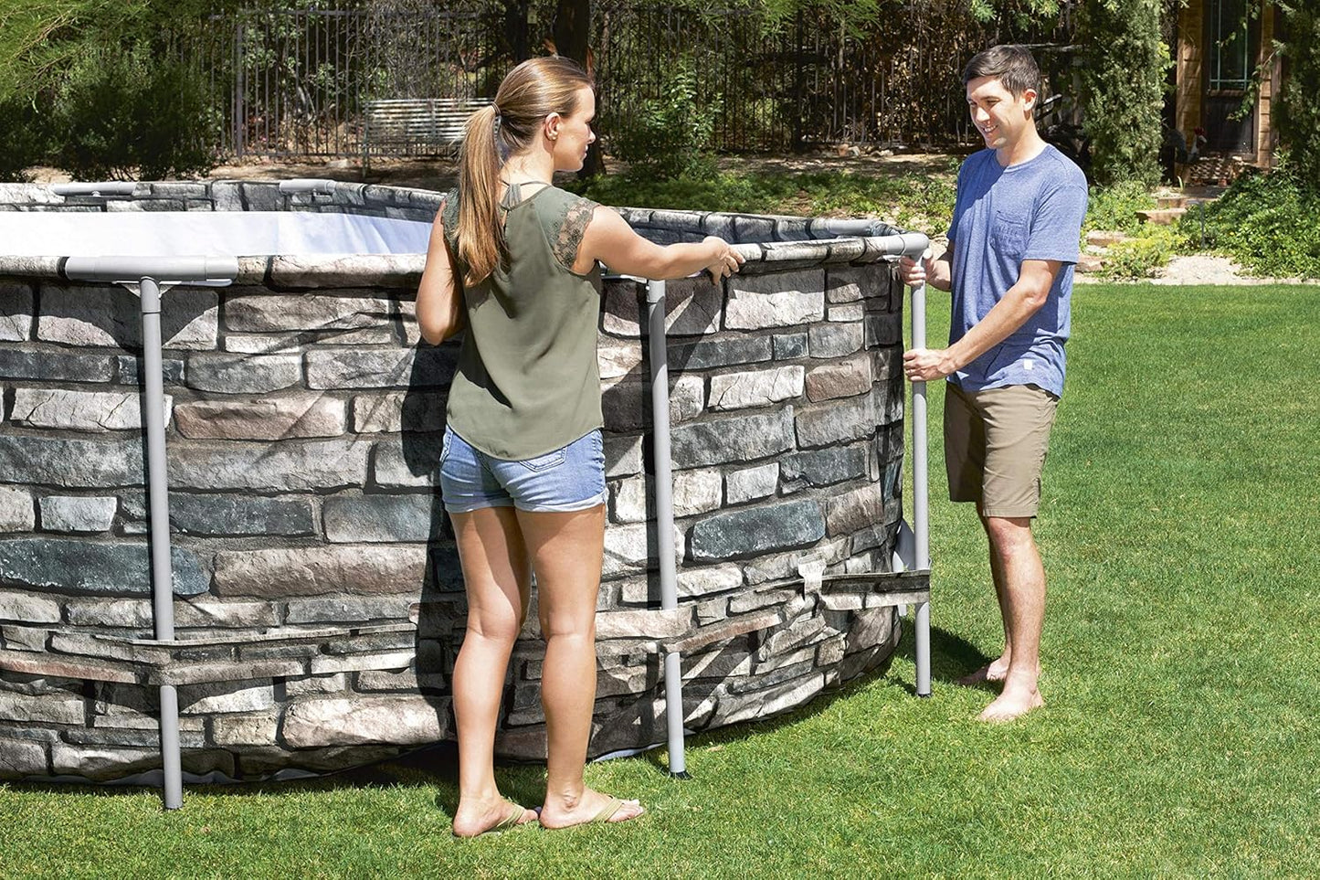 Bestway Above Ground Pool, Power Steel Comfort Jet Oval Garden Pool, Family Pool, 20ft