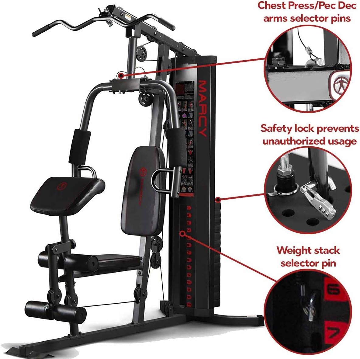 Marcy Eclipse HG3000 Compact Home Gym with Weight Stack, 68 kg