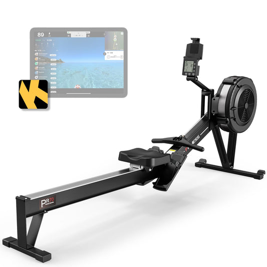 PASYOU Rowing Machine,Air Resistance Rowing Machines for Home Use 10 Gears Adjustable, Super Silent Rower Machine with Bluetooth & Smart Monitor(350LB Weight Capacity) PR70