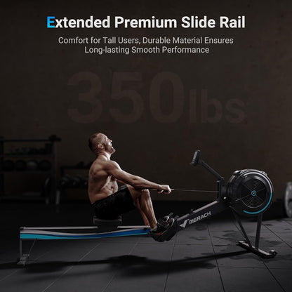 MERACH Rowing Machines for Home Gym, Adjustable Air Resistance Professional Indoor Rower, Ergonomic Comfort Seat, Performance Monitor and Device Holder