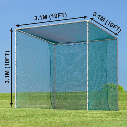 FORB Freestanding Golf Cage & Net - 10ft x 10ft x 10ft | Home Driving Range – Professional Outdoor High Impact Hitting Cage | Premium Netting + Impact Panel & Strong Poles