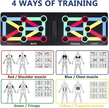 Cretee Push Up Board - Foldable Fitness Rack Training System 12 in 1 for Home Fitness