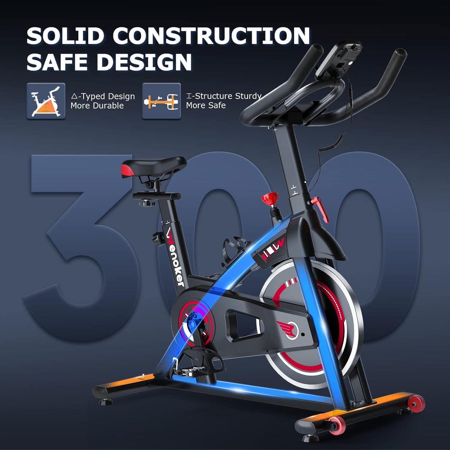 Wenoker Exercise Bike Indoor Cycling, Spin Bike Exercise Equipment for Home Gym Use with LCD Display & Tablet Holder Fitness Workout Cardio Training Machine