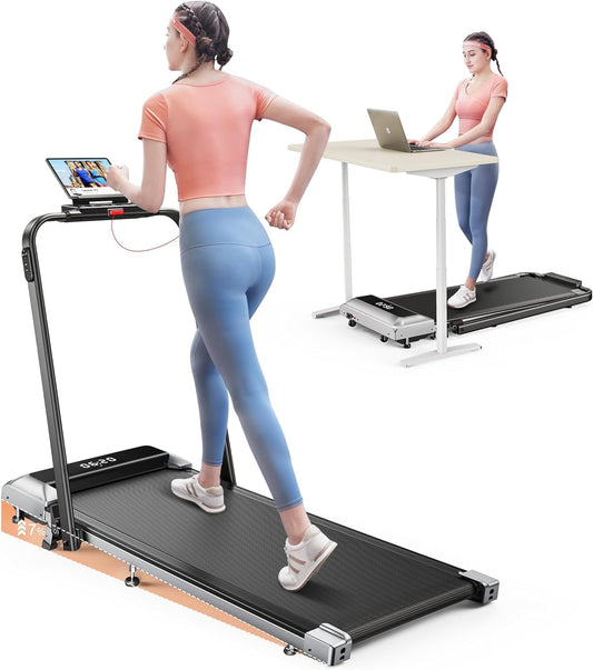2-in-1 Treadmill, Walking Pad 12 km/hr, 7% Slope, 2.5 HP Electric Folding Treadmill, Extra Large 40 cm, Data Memory Function, App & Remote Control