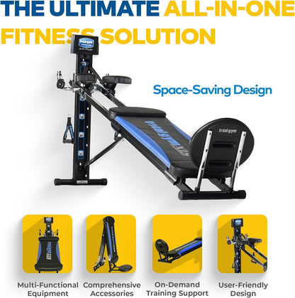 Total Gym XLS Men/Women Universal Total Body Training Home Gym Workout Machine with Squat Stand, Leg Pull, 2 Ankle Cuffs, and Exercise Chart