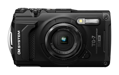 OM SYSTEM Tough TG-7 Black Digital Camera, 12MP, Waterproof, Shockproof, Underwater and Macro Shooting Modes, high speed image sensor, 4K Video, 4x-wide-angle zoom (successor Olympus TG-6)