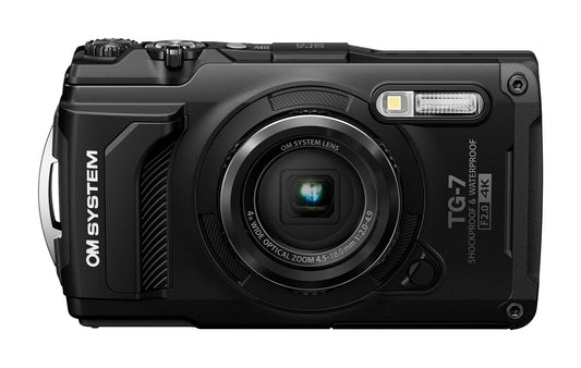 OM SYSTEM Tough TG-7 Black Digital Camera, 12MP, Waterproof, Shockproof, Underwater and Macro Shooting Modes, high speed image sensor, 4K Video, 4x-wide-angle zoom (successor Olympus TG-6)