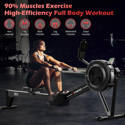 PASYOU Rowing Machine,Air Resistance Rowing Machines for Home Use 10 Gears Adjustable, Super Silent Rower Machine with Bluetooth & Smart Monitor(350LB Weight Capacity) PR70