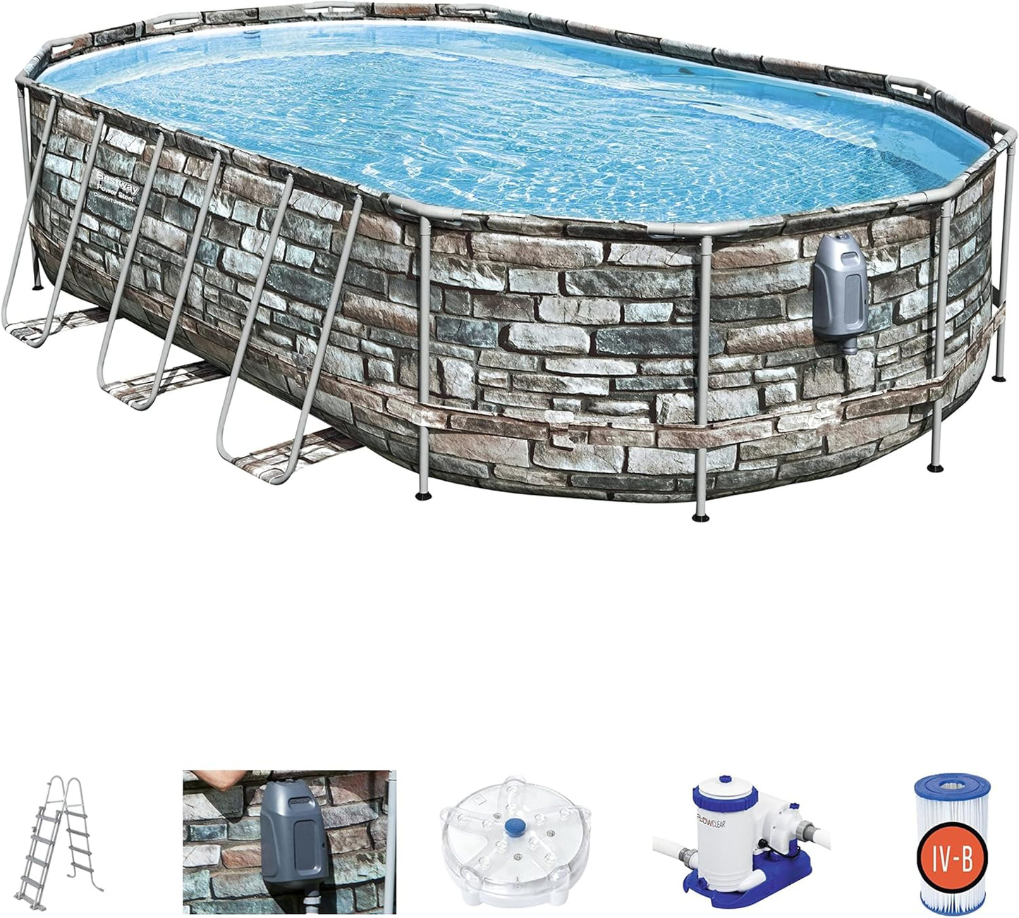 Bestway Above Ground Pool, Power Steel Comfort Jet Oval Garden Pool, Family Pool, 20ft