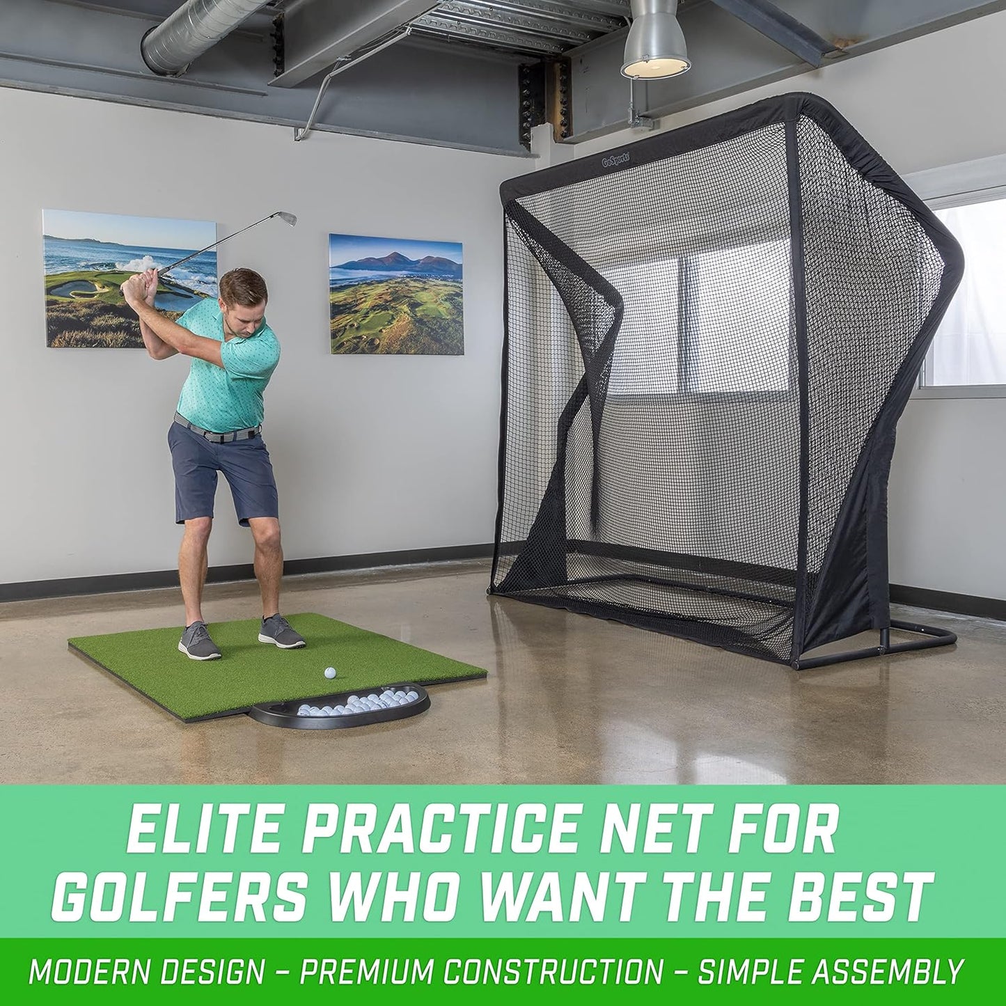 GoSports Elite Golf Practice Net with Steel Frame - Choose 10' or 7' Size