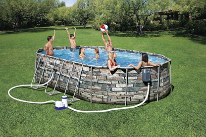 Bestway Above Ground Pool, Power Steel Comfort Jet Oval Garden Pool, Family Pool, 20ft