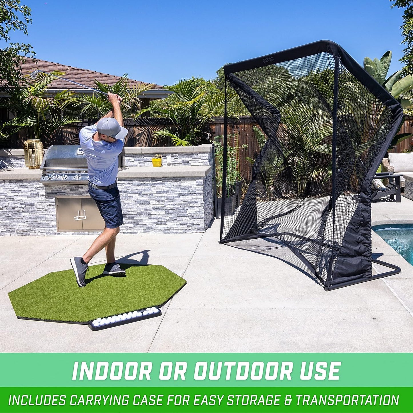 GoSports Elite Golf Practice Net with Steel Frame - Choose 10' or 7' Size
